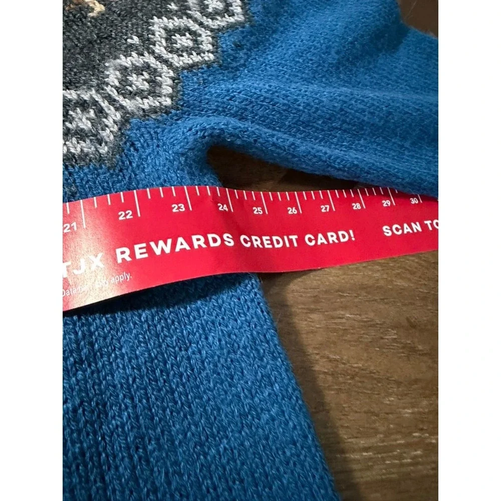 The Alpaca Connection Handmade Peru Wool Fair Isle People Sweater Blue L